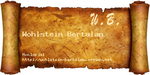 Wohlstein Bertalan névjegykártya